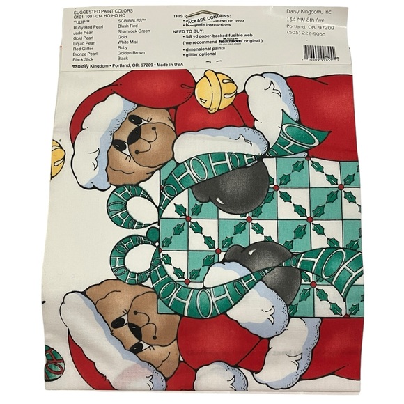 Daisy Kingdom No-Sew Fabric Applique Santa Bears Ho Ho Ho C101-1001-014 NEW - Picture 3 of 8